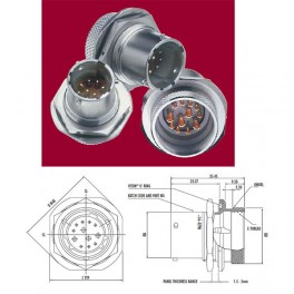 CONNECTEUR HERMETIC FUEL TANK ROUGE 4 CONTACTS PIN AWG 16