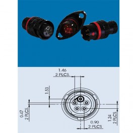 CONNECTEUR RECEPTACLE INLINE ROUGE 5 CONTACTS SOCKET AWG 24