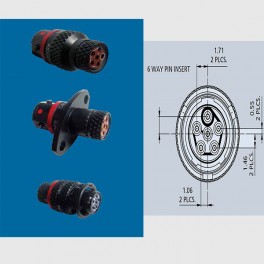 CONNECTEUR PLUG ROUGE 6 CONTACTS SOCKET PIN AWG 24