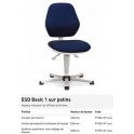 CHAISE ESD BASIC 1 SUR PATINS CONTACT PERMANENT CUIR SYNT. SKAI ESD NOIR OU TISSU DUOTEC ESD DE COULEUR